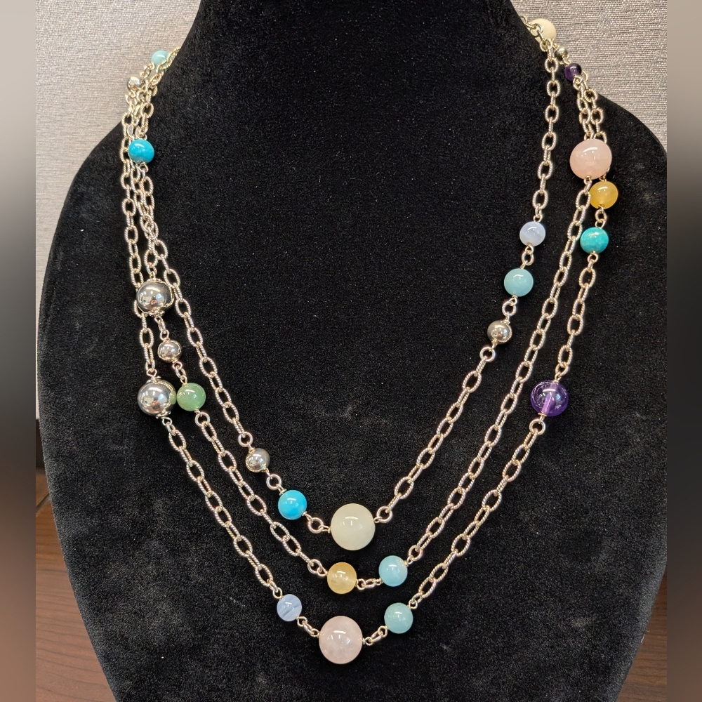 Italian Sterling Semi Precious 68" Necklace
